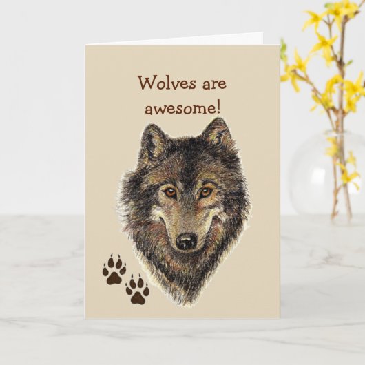 Phantastische Wölfe Wildtiere Geburtstag Karte (Gelbe Blume)