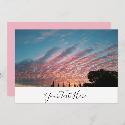 Phantastische Wolken Sonnenuntergang Rosa Goldene  Einladung (Vorne/Hinten)