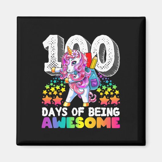 Phantastischen 100 Tage Schulflossing Einhorngesch Magnet (Vorne)