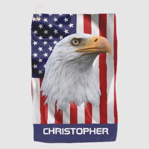 Phantastischer Adler, die amerikanische Flagge, Pa Golfhandtuch