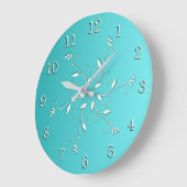 Phantastischer Aqua White Akzent und Zahlen Große Wanduhr (Winkel)