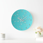 Phantastischer Aqua White Akzent und Zahlen Große Wanduhr (Zuhause)