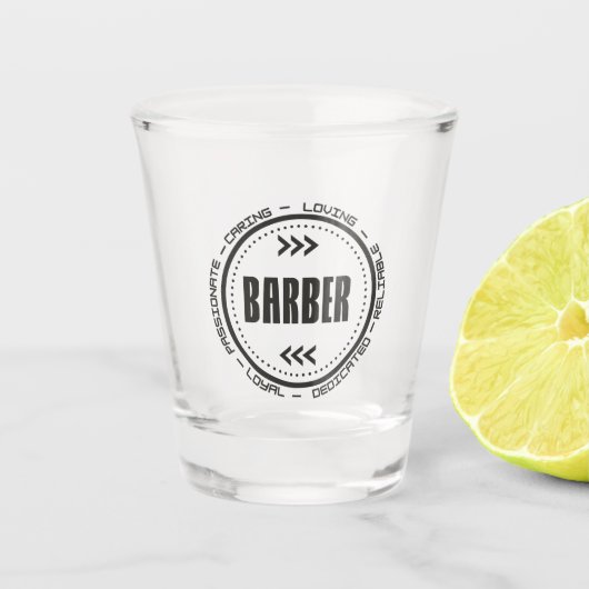 Phantastischer Arbeitsplatz Schnapsglas (Vorderseite)