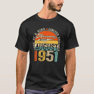 Phantastischer August 1951 70 Jahre alt 70. Geburt T-Shirt