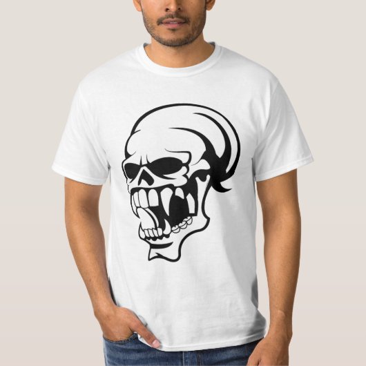 Phantastischer Beängstigender Schädel B & W Print  T-Shirt (Vorderseite)