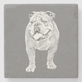 Phantastischer Bleistift-Bulldog-Untersetzer Steinuntersetzer (Vorderseite)
