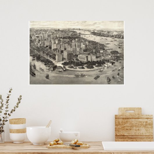 Phantastischer Blick auf New York City im Jahr 190 Poster (Küche)