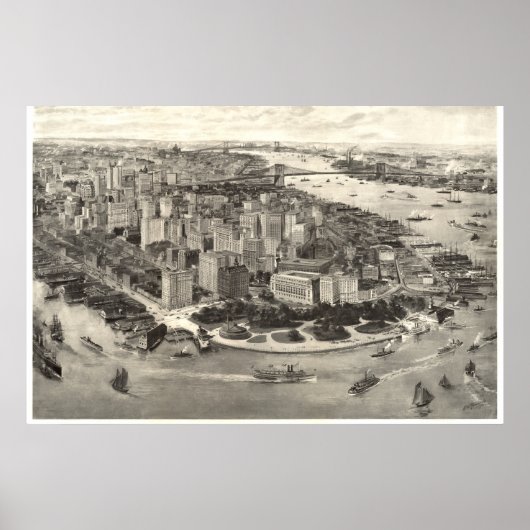 Phantastischer Blick auf New York City im Jahr 190 Poster (Vorne)