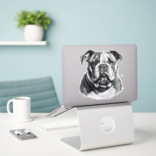 Phantastischer Bulldogsticker Aufkleber (Laptop auf Schreibtisch)