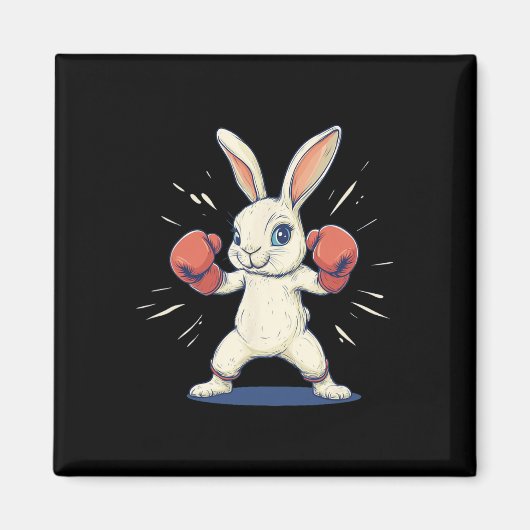 Phantastischer Bunny mit Boxhandschuhen für Osterl Magnet (Vorne)