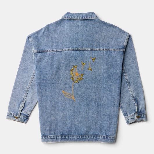 Phantastischer Butterfly Blume Monarch Dandelion Jeansjacke (Rückseite)