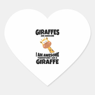 Phantastischer Cartoon Ich bin ein Giraffe-Shirt f Herz-Aufkleber
