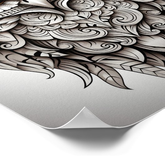 Phantastischer Cartoon, Schwarz und Weiß Poster (Ecke)