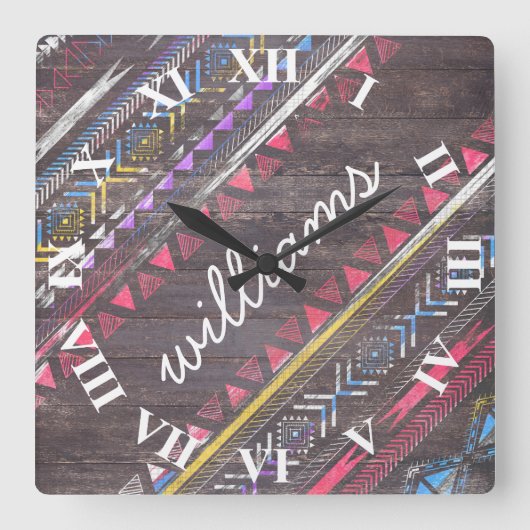 Phantastischer Cooler Trend Azteken-Stamm Andes-Ho Quadratische Wanduhr (Vorderseite)