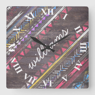 Phantastischer Cooler Trend Azteken-Stamm Andes-Ho Quadratische Wanduhr