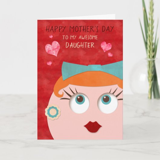 Phantastischer DAUGHTER Retro Gal Mother Day Karte (Vorderseite)