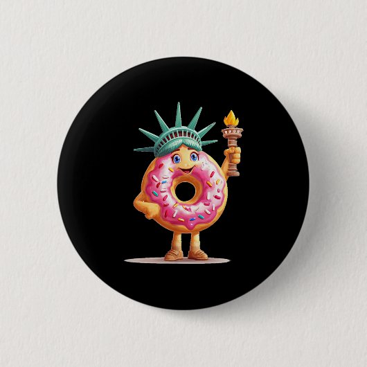 Phantastischer Donut mit Freiheitsstatue für Junge Button (Vorderseite)