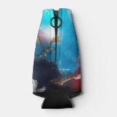 Phantastischer Drache mit Wasserfällen Flaschenkühler (Rückseite)