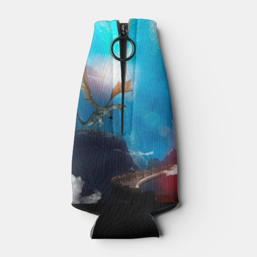 Phantastischer Drache mit Wasserfällen Flaschenkühler (Rückseite)