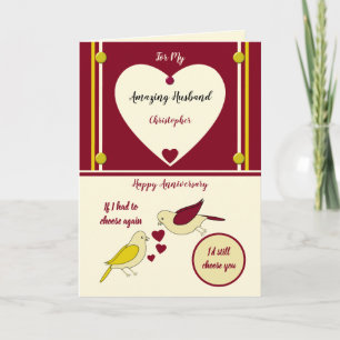 Phantastischer Ehemann Jubiläum gelb und rot Karte