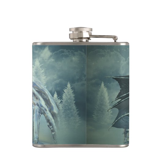 Phantastischer Eisdrache Flachmann (Rückseite)