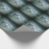 Phantastischer Eisdrache Geschenkpapier (Ecke)