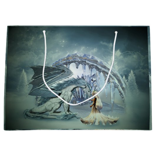 Phantastischer Eisdrache Große Geschenktüte (Vorderseite)