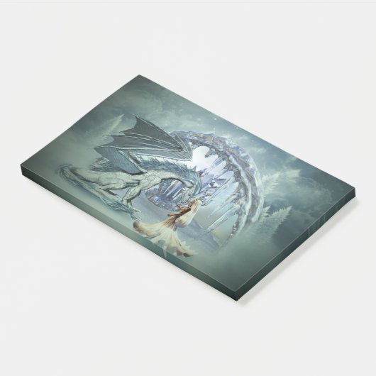 Phantastischer Eisdrache Post-it Klebezettel (angewinkelt)