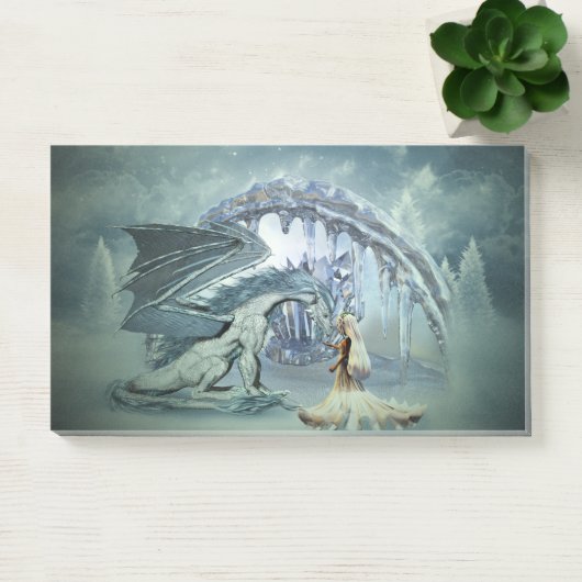 Phantastischer Eisdrache Post-it Klebezettel (Büro)