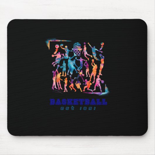 Phantastischer Farbabschlag Basketball Est 1891 De Mousepad (Vorne)