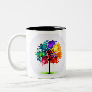 Phantastischer, farbenfroher Baum voller Liebe , L Zweifarbige Tasse