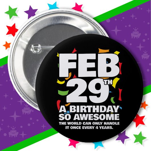 Phantastischer Geburtstag 2024 Leap Day Leap Year  Button