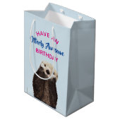 Phantastischer Geburtstag Niedlicher Otter Puff Mittlere Geschenktüte (Rückseite Schrägansicht)