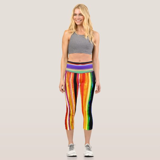 Phantastischer gelber Taillenbogen Capri Leggings (Vorderseite)