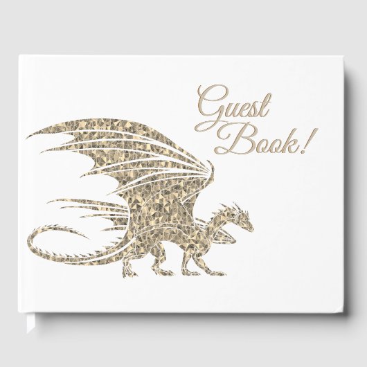 Phantastischer Goldener Mosaikdrache Gästebuch (Vorderseite)