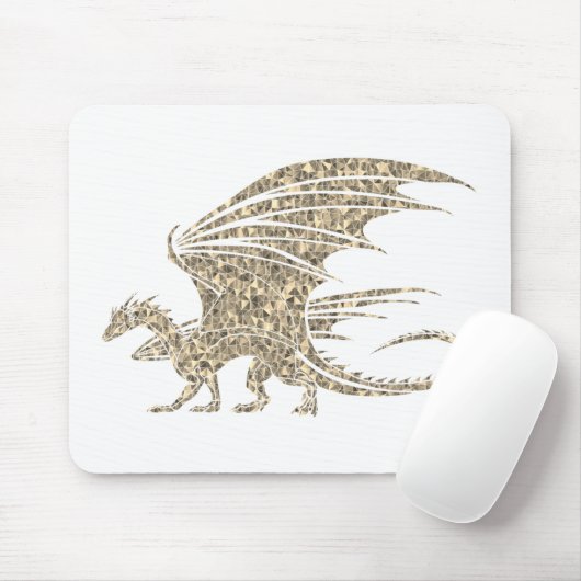 Phantastischer Goldener Mosaikdrache Mousepad (Mit Mouse)