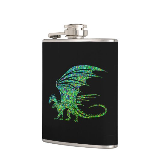 Phantastischer Green Dragon Mosaik Flachmann (Links)