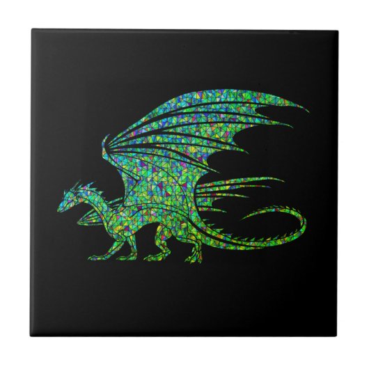Phantastischer Green Dragon Mosaik Fliese (Vorderseite)