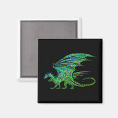 Phantastischer Green Dragon Mosaik  Magnet (Vorderseite/Rückseite)