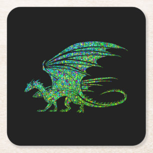 Phantastischer Green Dragon Mosaik Rechteckiger Pappuntersetzer