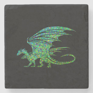 Phantastischer Green Dragon Mosaik Steinuntersetzer