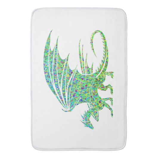 Phantastischer grüner Mosaikdrache Badematte (Vorderseite Vertikal)