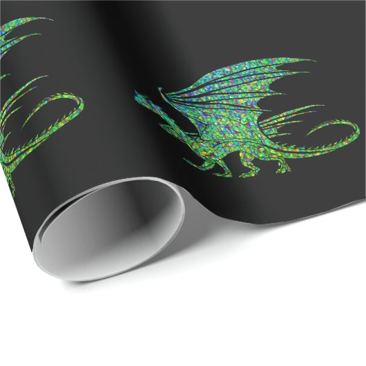 Phantastischer grüner Mosaikdrache Geschenkpapier (Rolleneckpunkt)