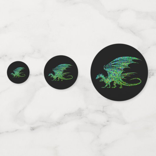 Phantastischer grüner Mosaikdrache Konfetti (Vorderseiten)