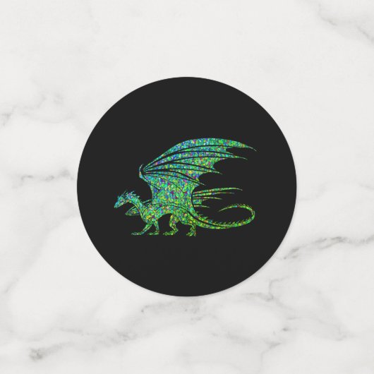 Phantastischer grüner Mosaikdrache Konfetti (Klein Vorderseite)