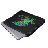 Phantastischer grüner Mosaikdrache Laptopschutzhülle (Vorne Knopf)