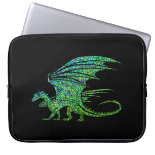 Phantastischer grüner Mosaikdrache Laptopschutzhülle