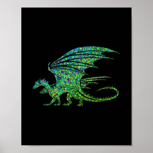 Phantastischer grüner Mosaikdrache Poster (Vorne)