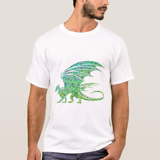 Phantastischer grüner Mosaikdrache T-Shirt (Vorderseite)