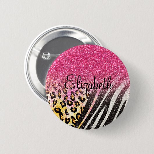 Phantastischer, gürteliger Leopardendruck, Zebrast Button (Vorne & Hinten)